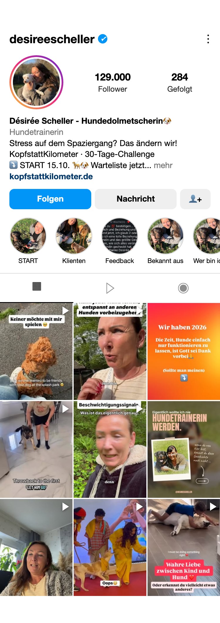 Instagram-Profil von Désirée Scheller